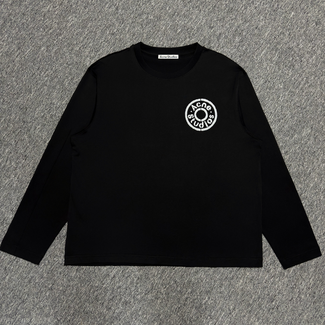 Acne Studios black long-sleeve logo T-shirt (FN-UX-TSHI000252）