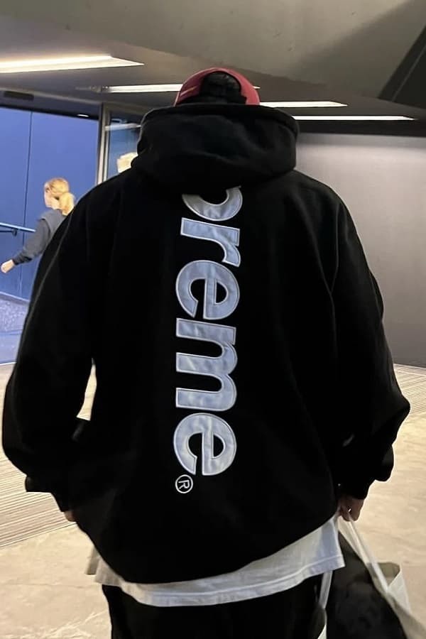 新品未着用】Supreme Satin Applique Hooded Sweatshirt Black L ...