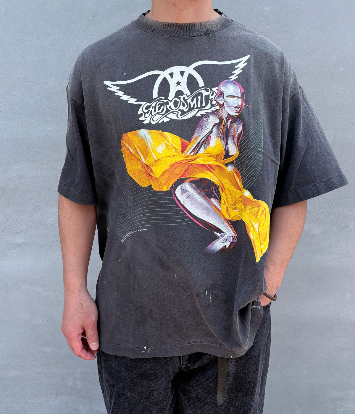 SAINT MICHAEL/AS_SS T-SHIRT/AEROSMITH/BLACK
