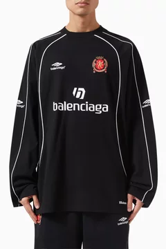 Buy Balenciaga Black Dubai Soccer Oversized T-shirt in ...