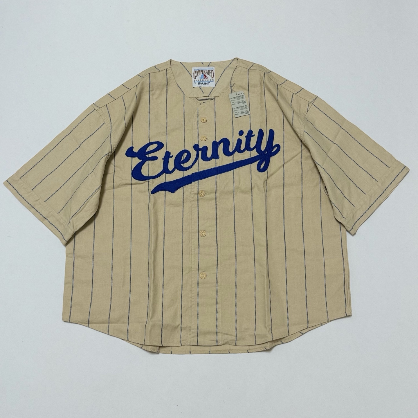 SAINT MXXXXXX Pinstriped Baseball Shirt (SMMK80000039）
