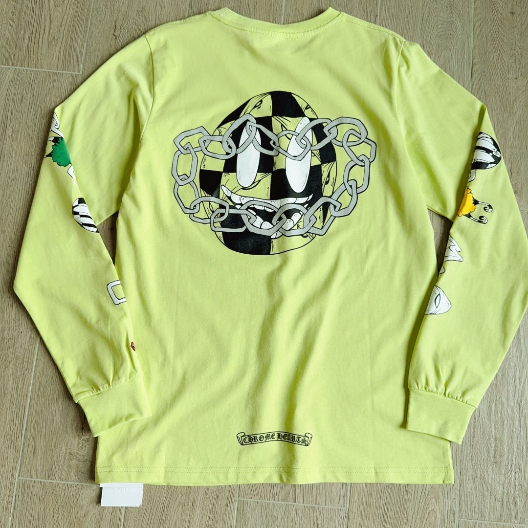 【S】Chrome Hearts PRO CHAIN GAME Cotton Long Sleeve T-Shirt "Yellow"（CH20269120）