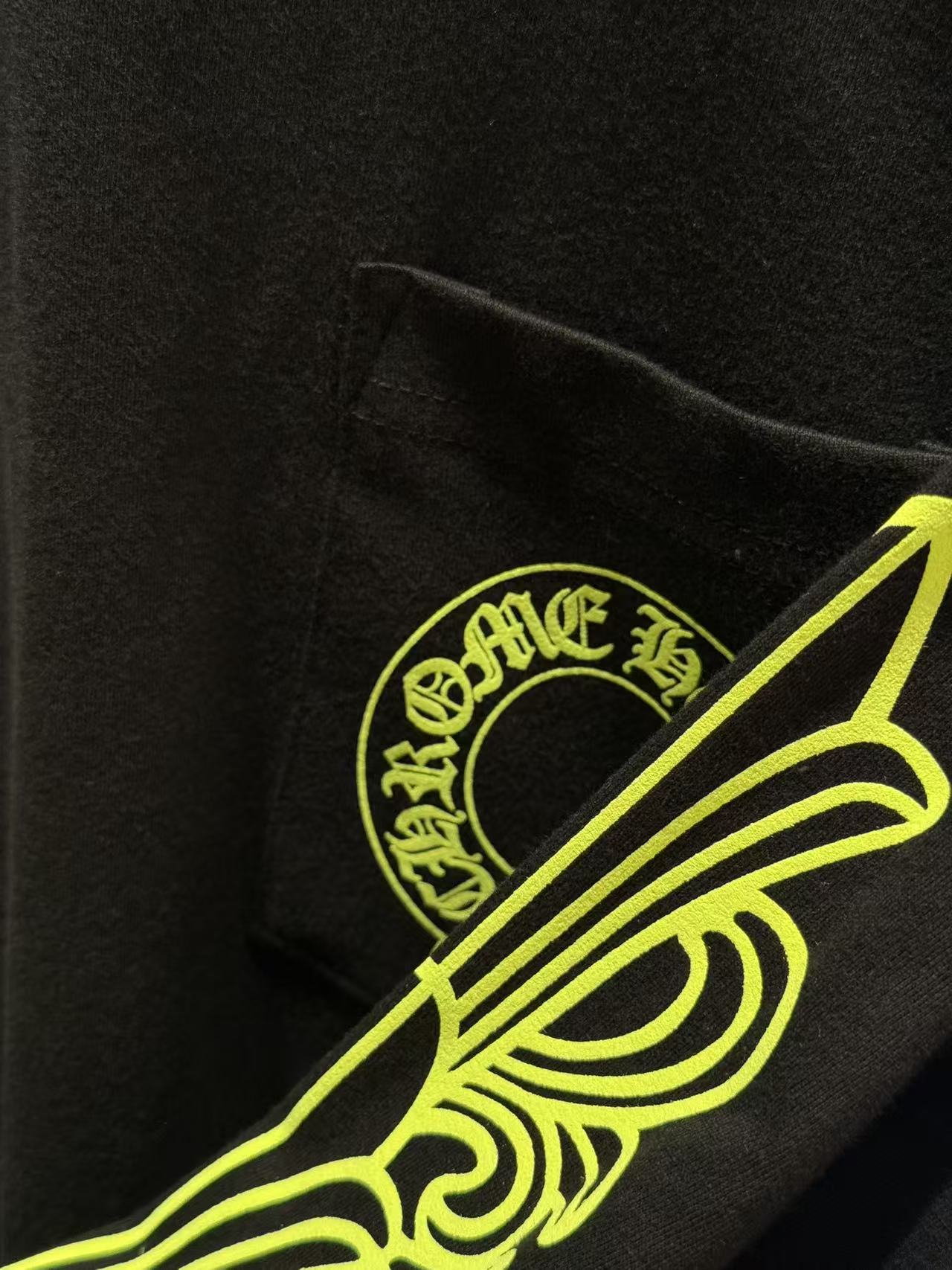 【N】Chrome Hearts Horse Shoe L/S T-Shirt "Black/Neon Yellow" (CH20269149）