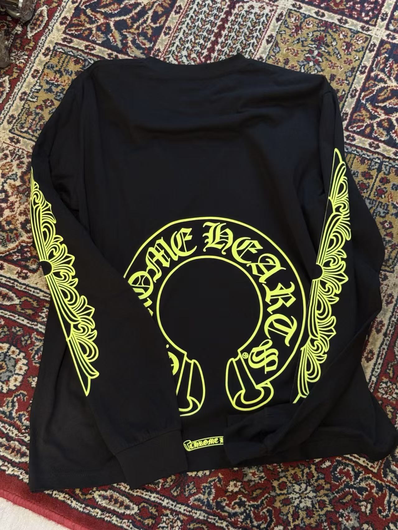 【N】Chrome Hearts Horse Shoe L/S T-Shirt "Black/Neon Yellow" (CH20269149）