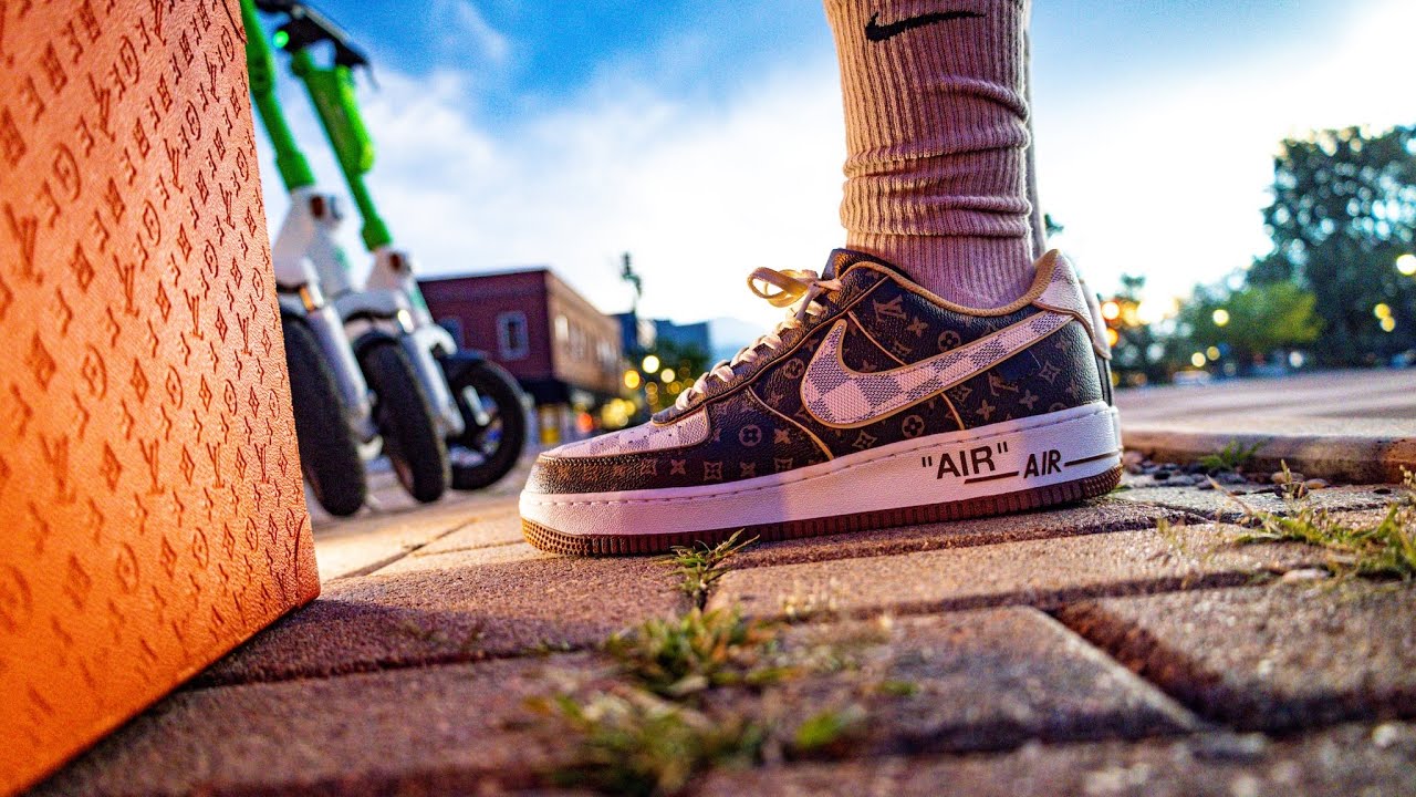 Nike Air Force 1 Low Louis Vuitton Monogram Brown Damier Azur Review On Foot