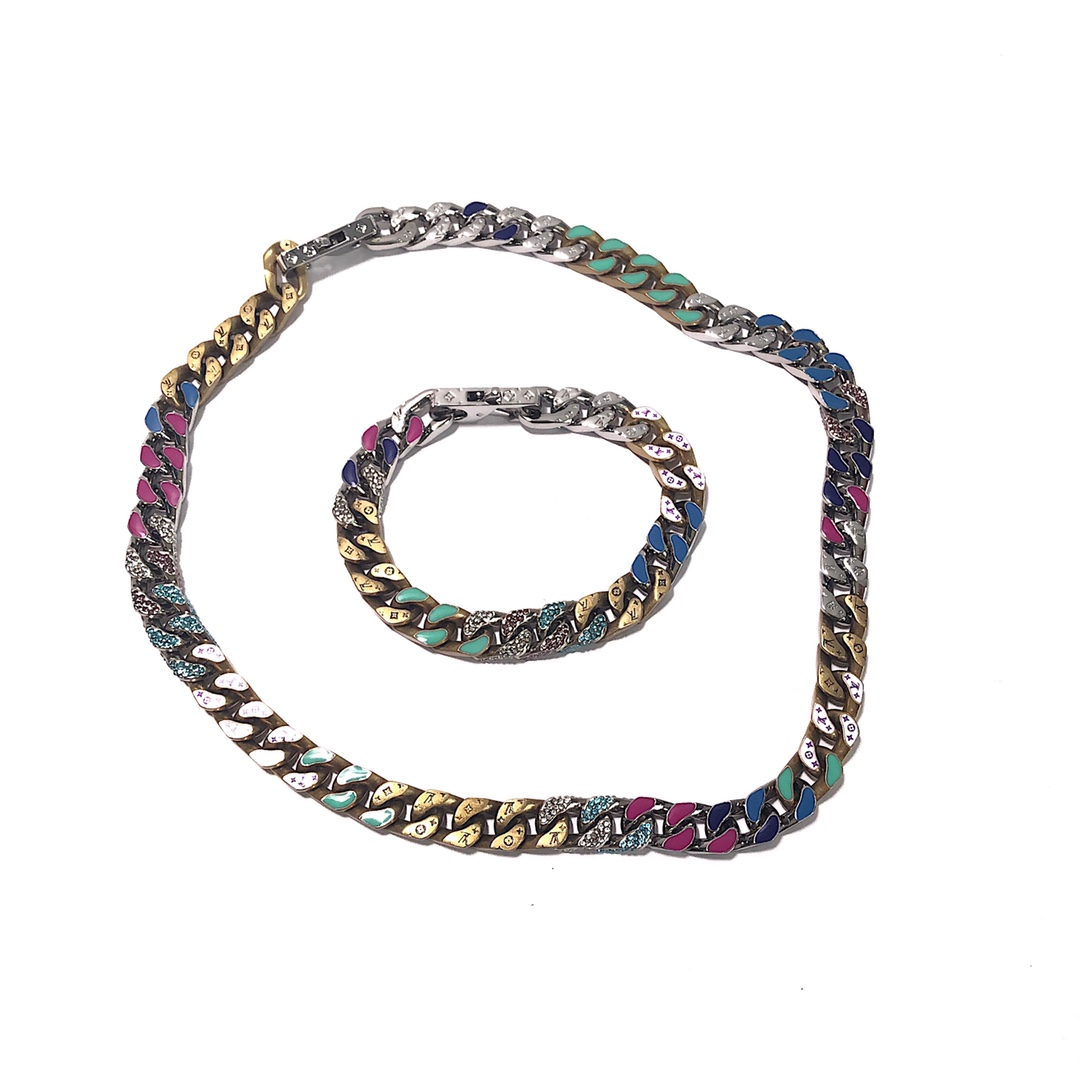 Louis Vuitton Chain Links Patches Necklace(MP2682)