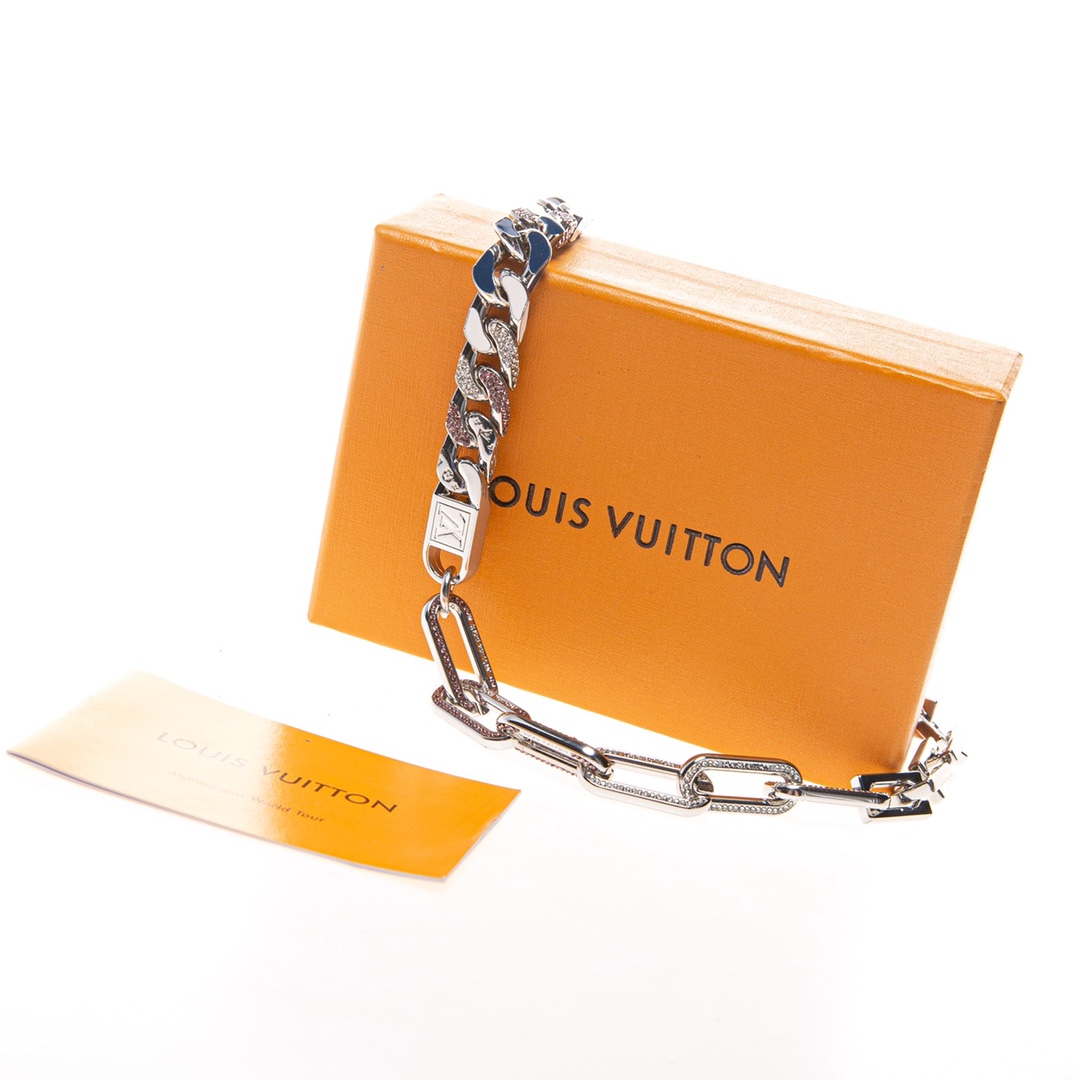 Louis Vuitton MP2461 Collier Mix Chain Links Patches Rhinestone Decorated Multi-Chain Necklace for Men(MP2461)