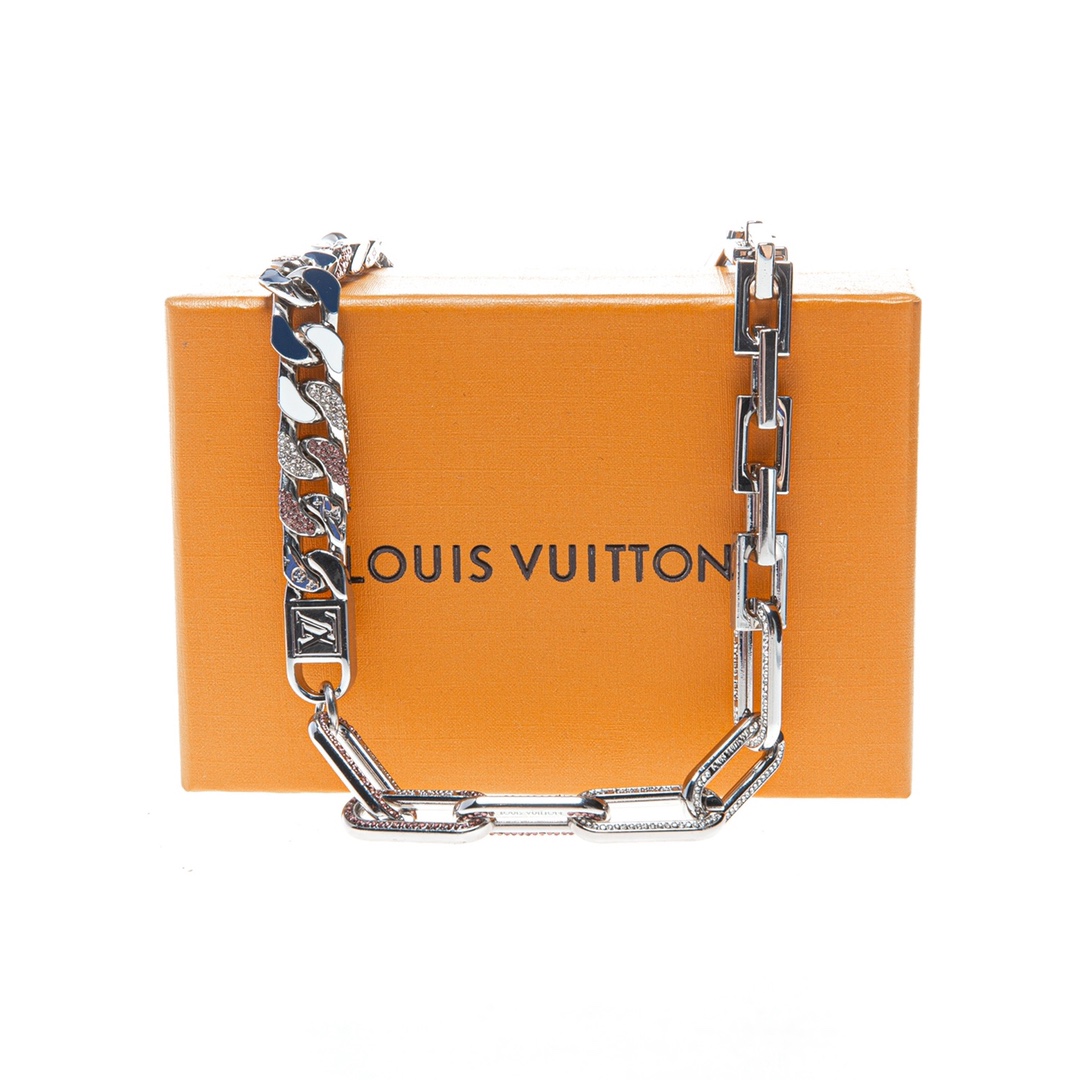 Louis Vuitton MP2461 Collier Mix Chain Links Patches Rhinestone Decorated Multi-Chain Necklace for Men(MP2461)