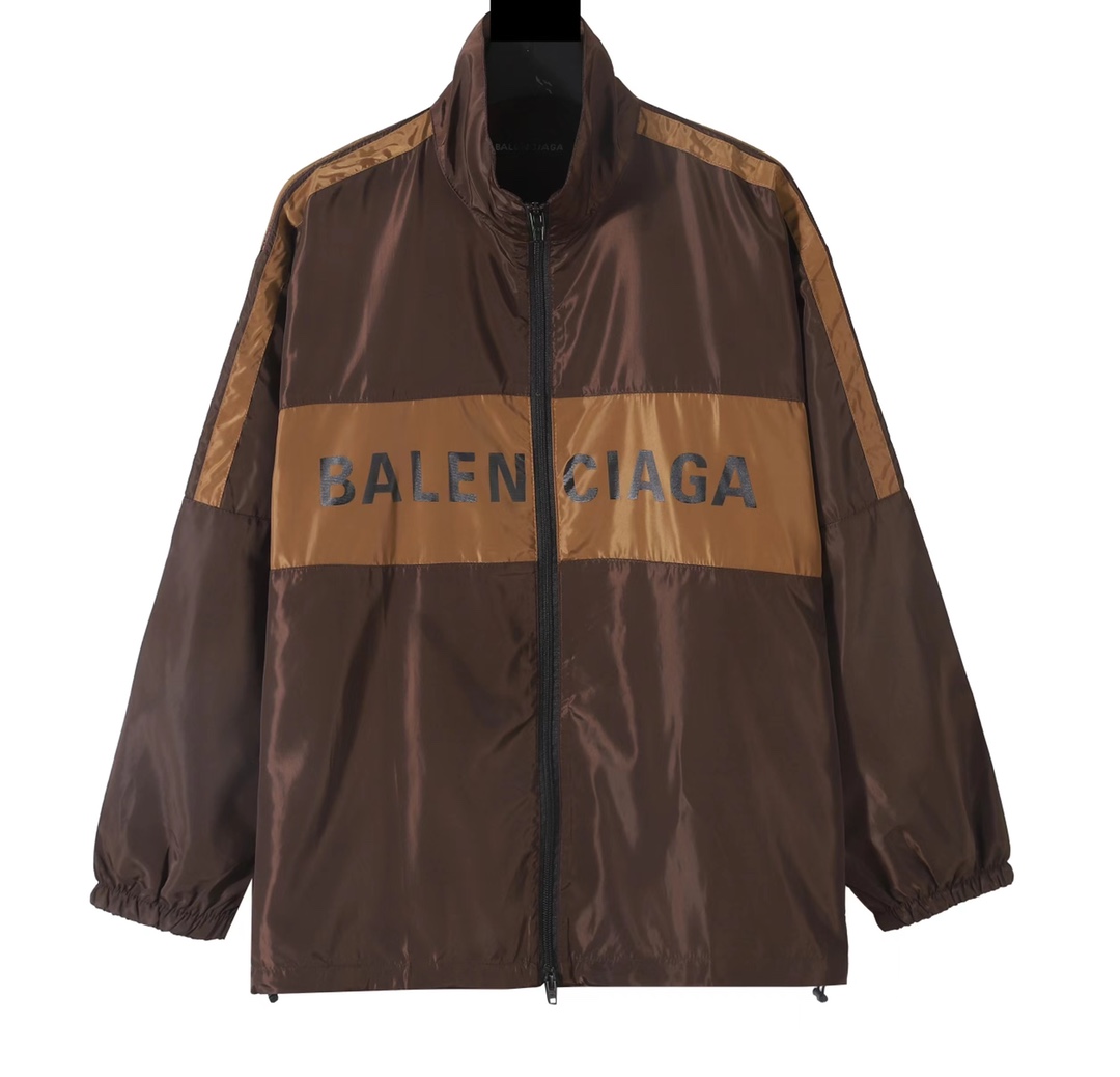 Balenciaga Logo Printed WindBreaker Brown(534317TGO262150）