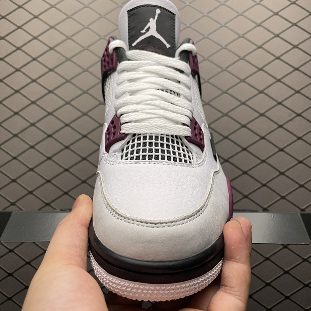 Paris Saint Germain ×Nike Air Jordan 4 Retro "White/Bordeaux/Neutral Gray"(CZ5624-100)