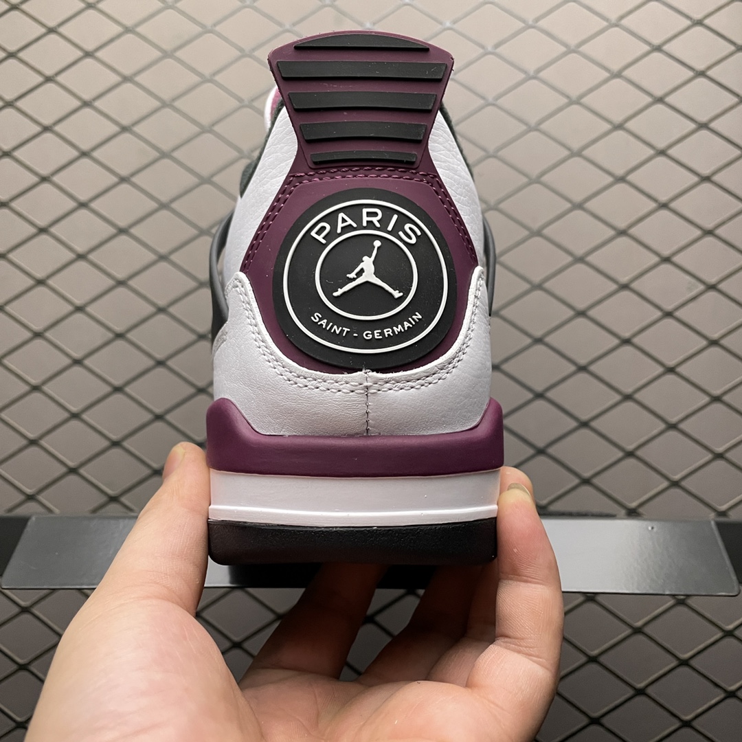 Paris Saint Germain ×Nike Air Jordan 4 Retro "White/Bordeaux/Neutral Gray"(CZ5624-100)