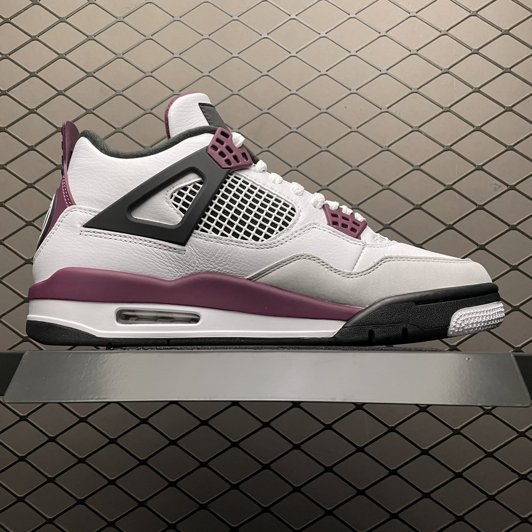 Paris Saint Germain ×Nike Air Jordan 4 Retro "White/Bordeaux/Neutral Gray"(CZ5624-100)