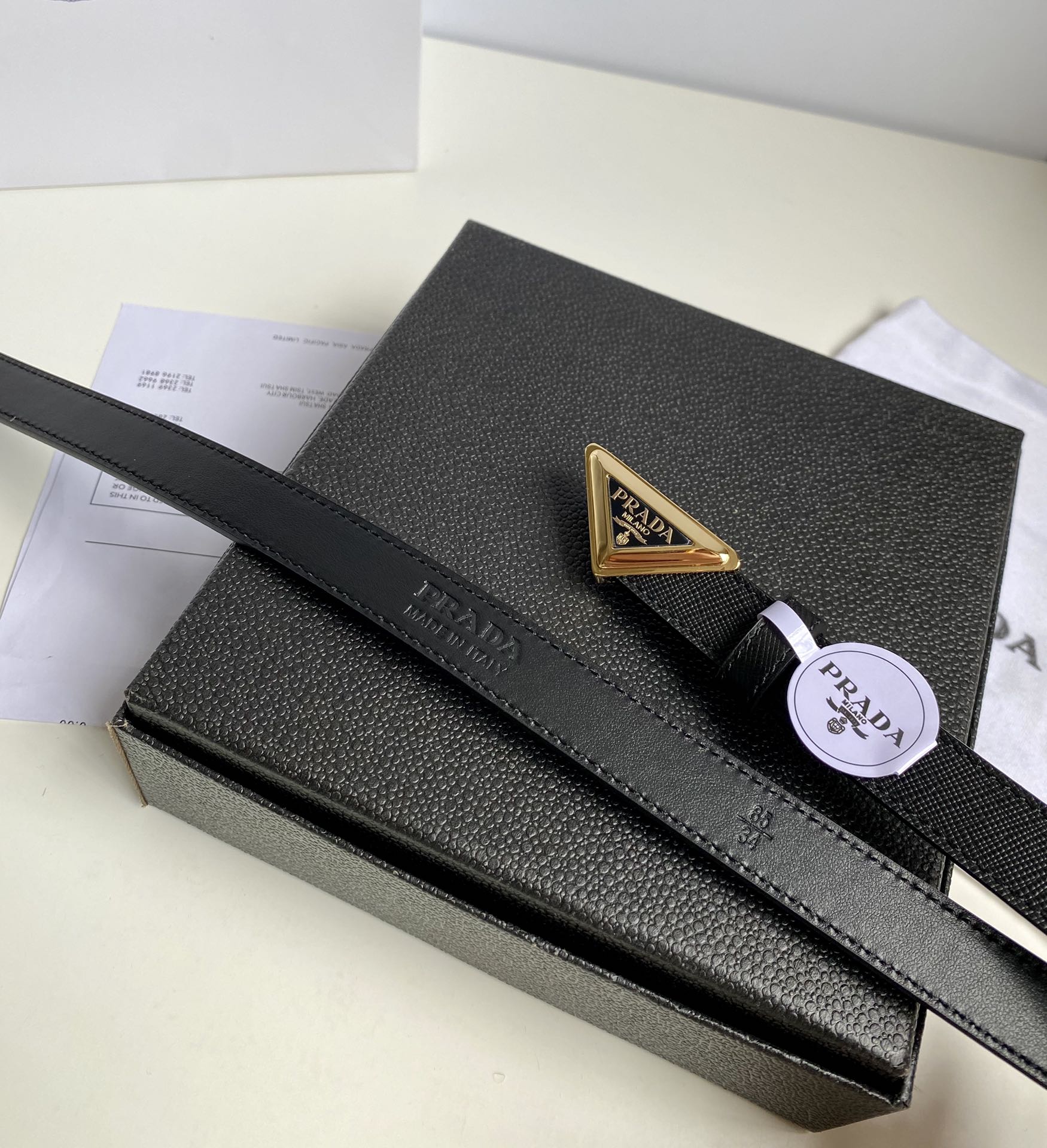 PRADA belt with triangle logo-2cm（1CC621_053_F0632）