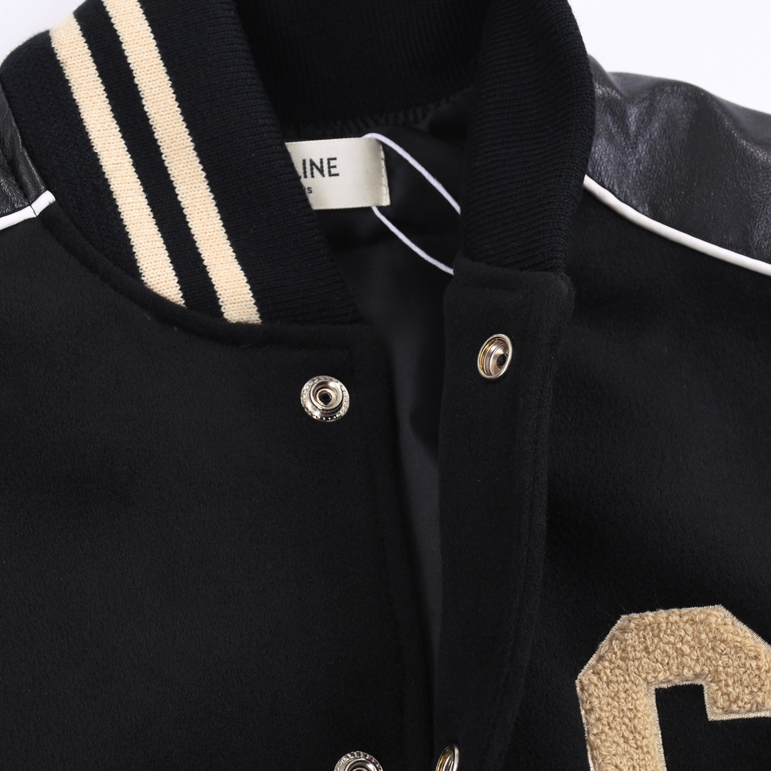 CELINE Oversized Wool Varsity Jacket "Black"（2V56D896C-38NO）