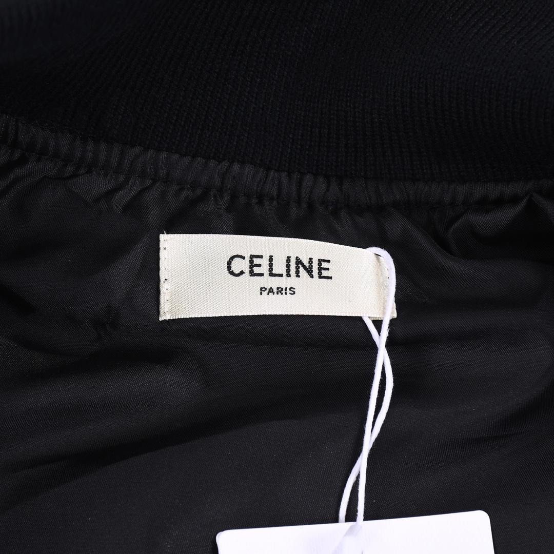 CELINE Oversized Wool Varsity Jacket "Black"（2V56D896C-38NO）