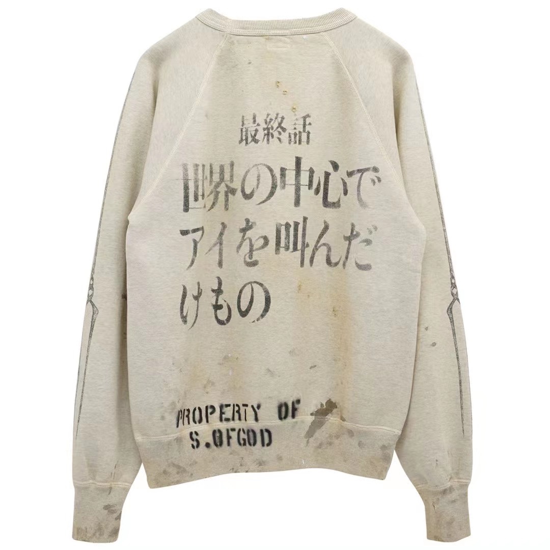 St. Michael 21AW SM-A21-0000-055 SWT_SH EVANGELION Cotton Sweatshirt Gray（A21-0000-055）