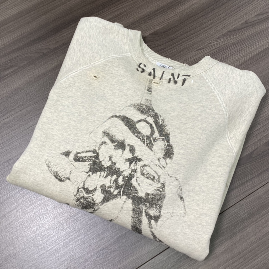 St. Michael 21AW SM-A21-0000-055 SWT_SH EVANGELION Cotton Sweatshirt Gray（A21-0000-055）