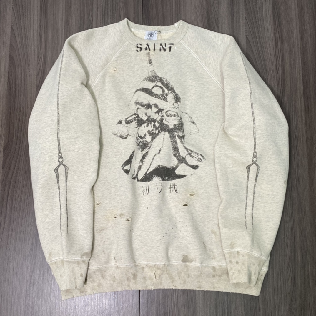 St. Michael 21AW SM-A21-0000-055 SWT_SH EVANGELION Cotton Sweatshirt Gray（A21-0000-055）