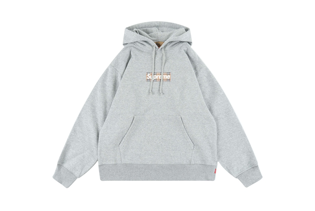 M Supreme Burberry Box Logo Hooded Sweatshirt Heather Grey