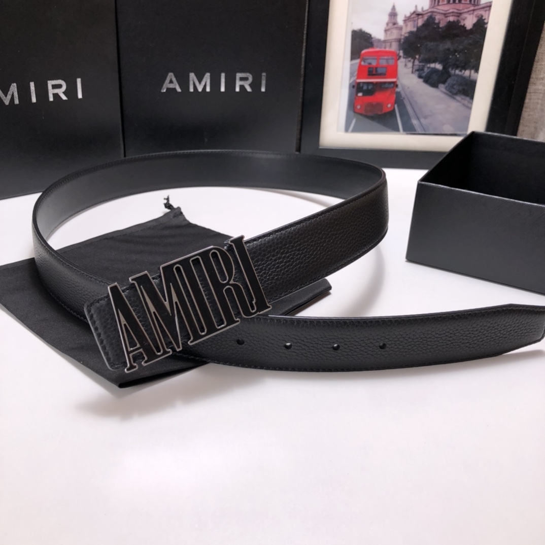 Amiri 3.5cm calfskin belt-black（PF22MAL002001）