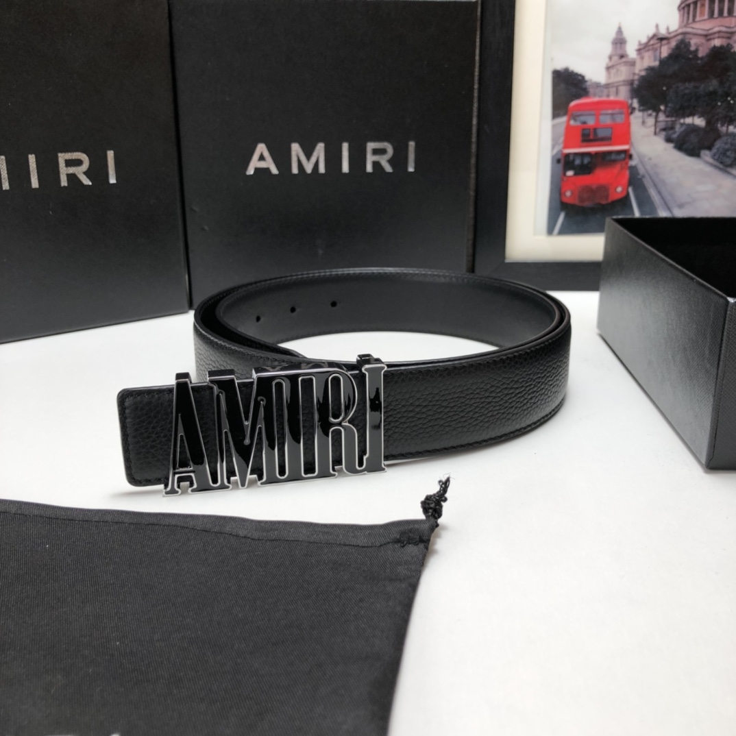 Amiri 3.5cm calfskin belt-black（PF22MAL002001）