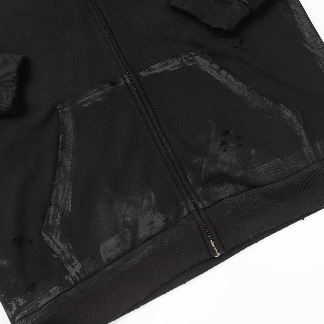 Balenciaga Eiffel Tower Paris Night Distressed Zipper Hoodie(744444TOVE51055）