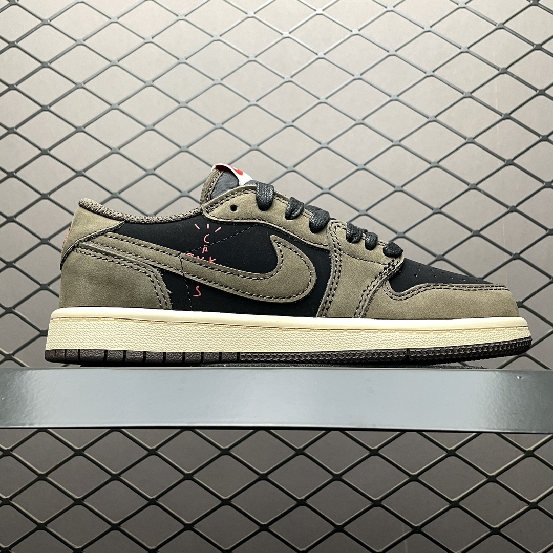 Travis Scott × Nike PS Air Jordan 1 Low OG SP "Black Phantom"(Kids)  (DO5442-001)