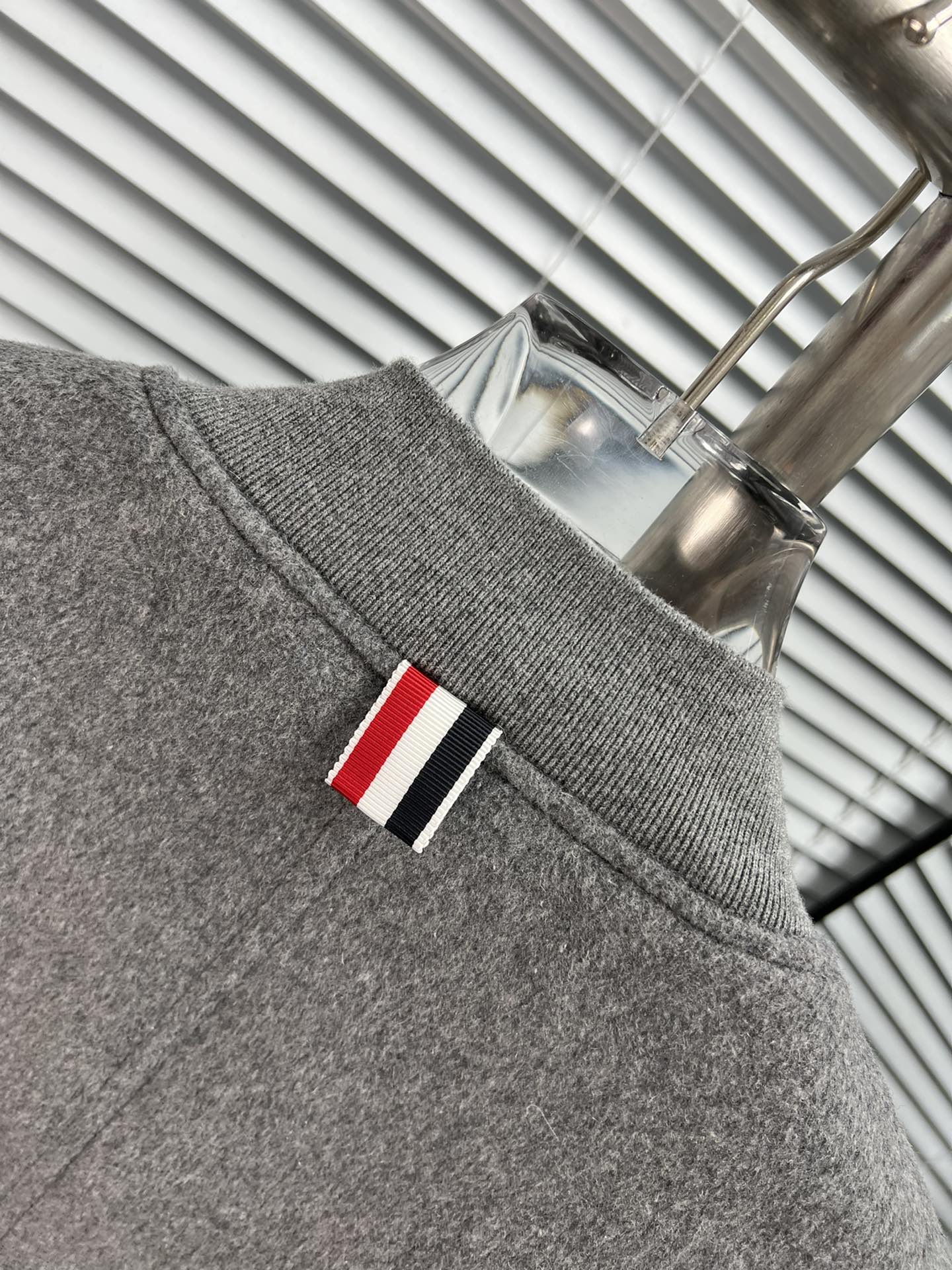 THOM BROW Navy Wool Cashmere Flannel Blouson Tonal 4-Bar Jacket  (MJO030A-06393-415）