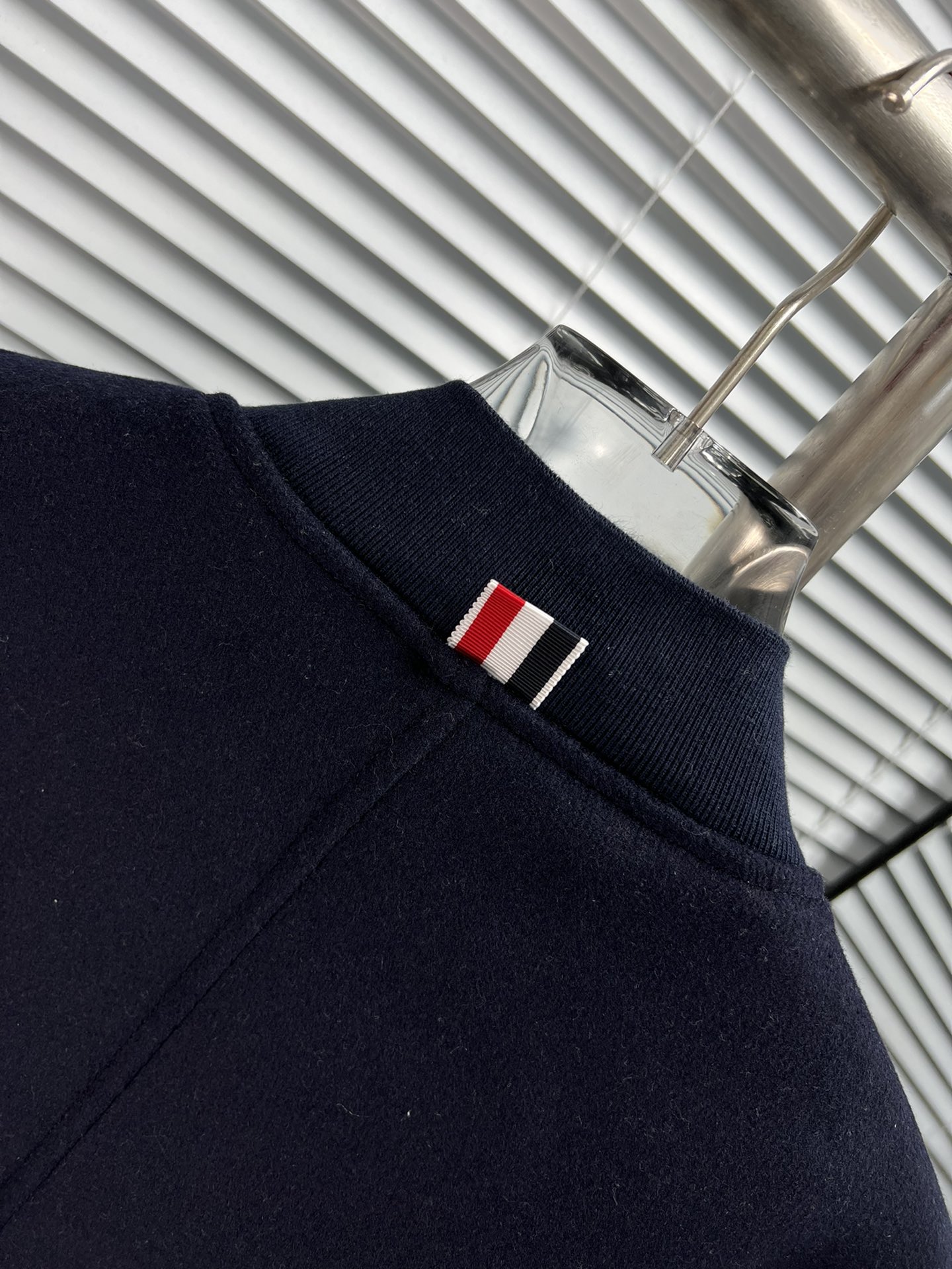 THOM BROW Navy Wool Cashmere Flannel Blouson Tonal 4-Bar Jacket  (MJO030A-06393-415）