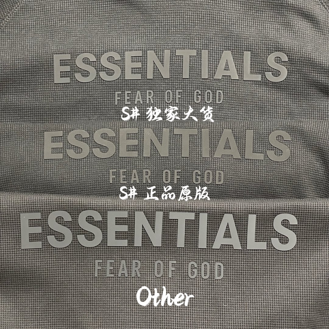 Fear of God Essentials SS23 waffle Raglan Hoodie 'off Black'（FOG-SS23-037）