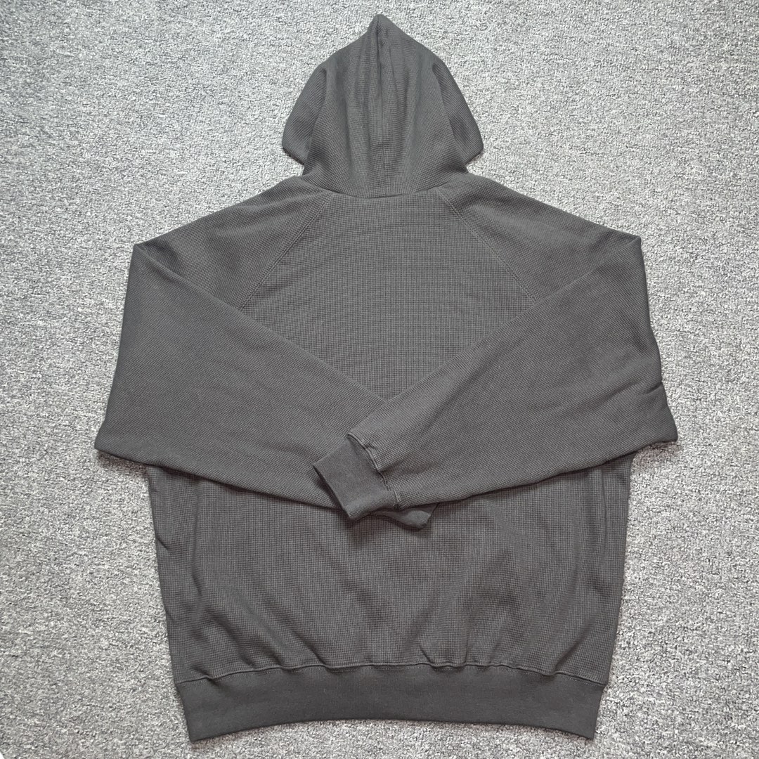 Fear of God Essentials SS23 waffle Raglan Hoodie 'off Black'（FOG-SS23-037）