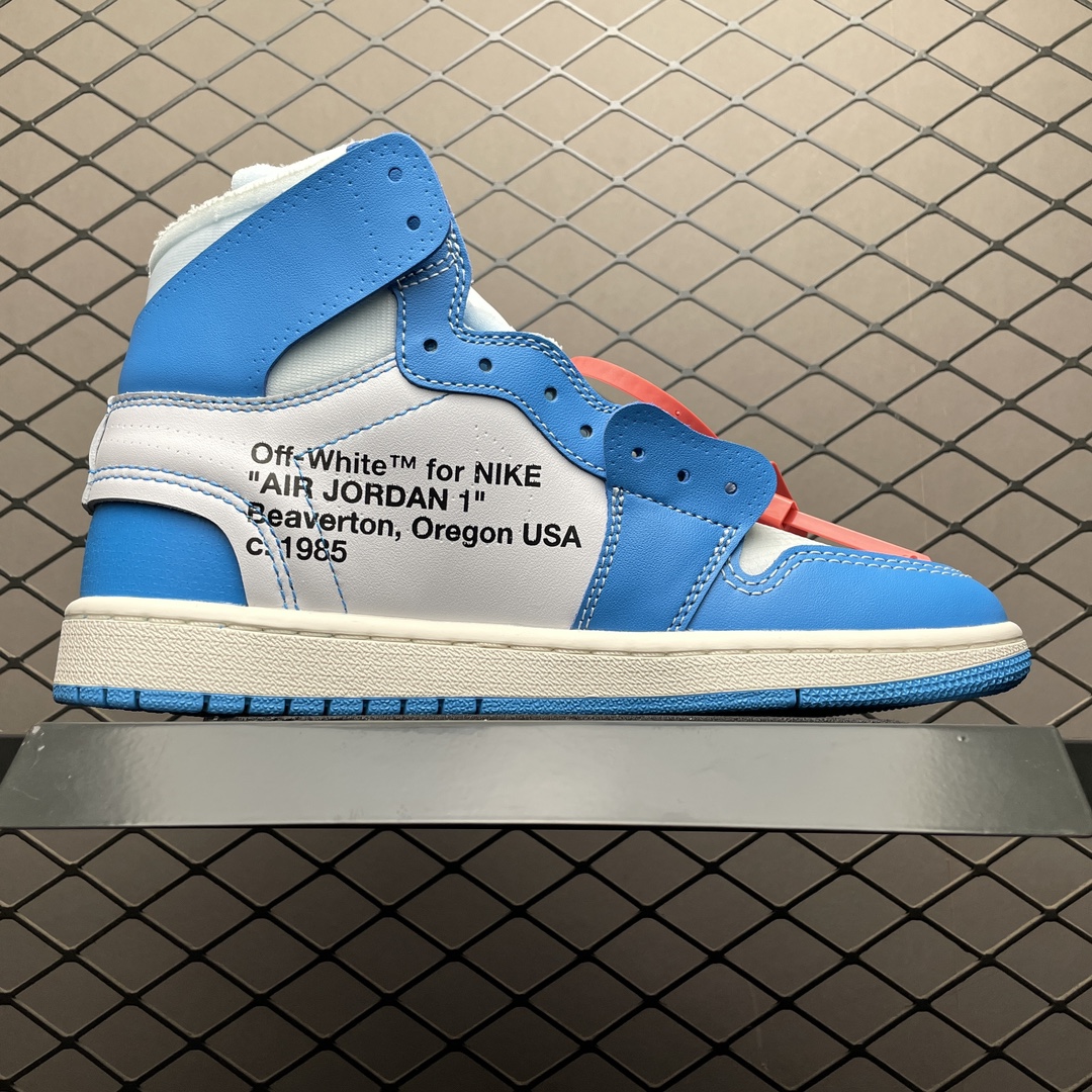 Off-White × Nike Air Jordan 1 High UNC "White/Dark Powder Blue"  (AQ0818-148)