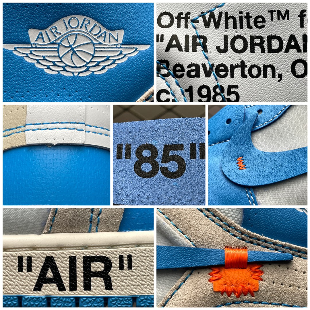Off-White × Nike Air Jordan 1 High UNC "White/Dark Powder Blue"  (AQ0818-148)
