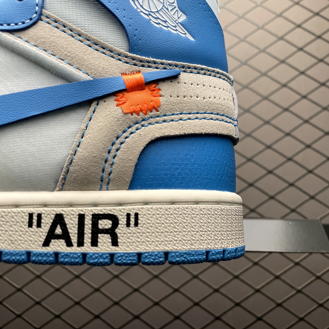 Off-White × Nike Air Jordan 1 High UNC "White/Dark Powder Blue"  (AQ0818-148)