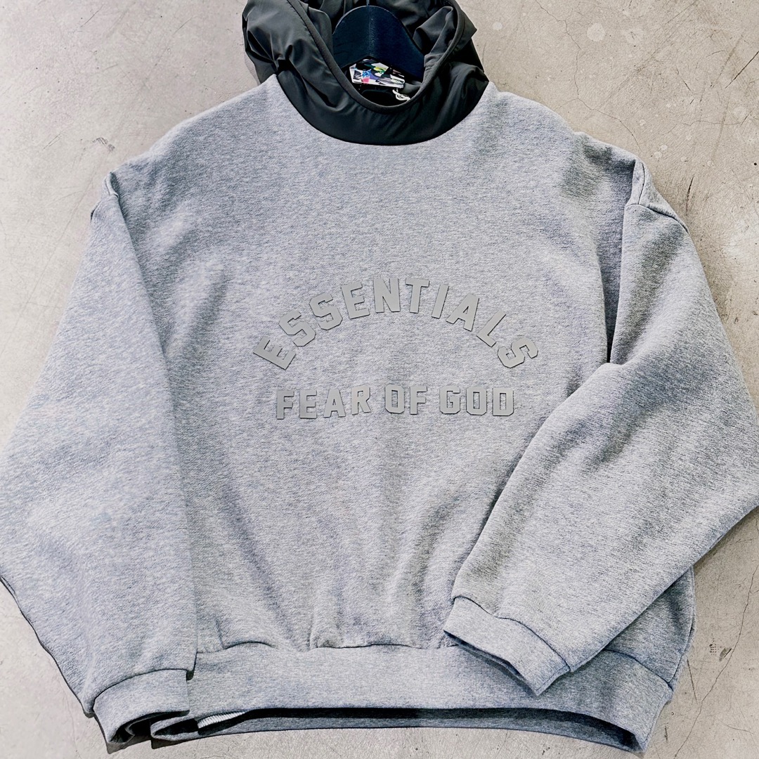 ESSENTIALS Nylon Fleece Hoodie/Dark Heather (202SP244313F）