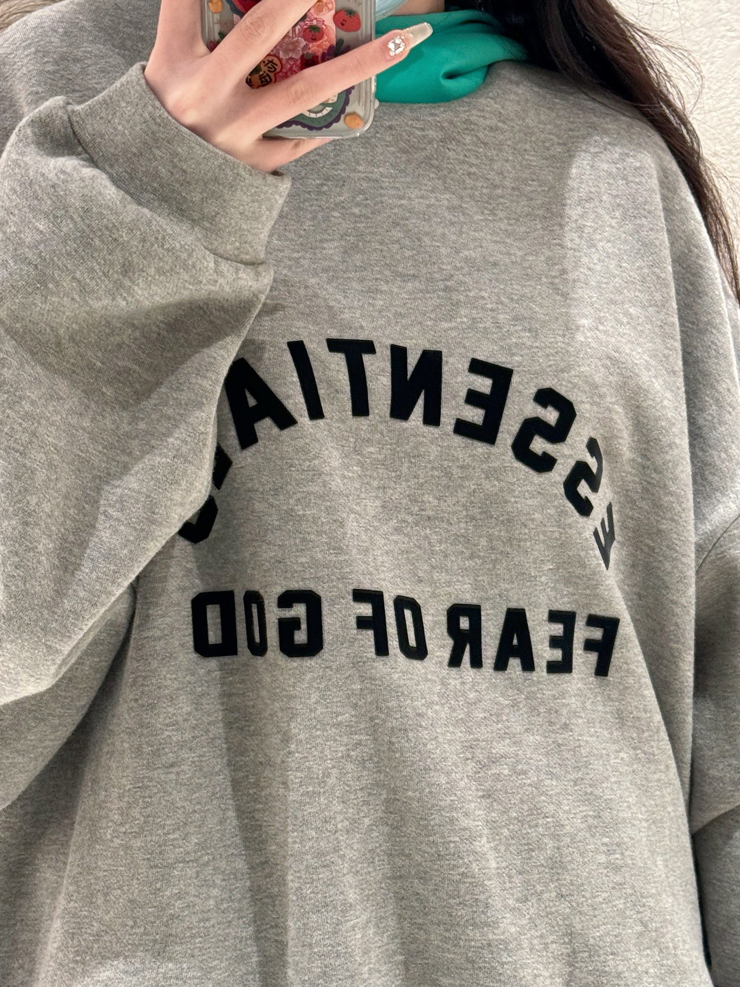 ESSENTIALS Nylon Fleece Hoodie/Dark Heather (202SP244313F）