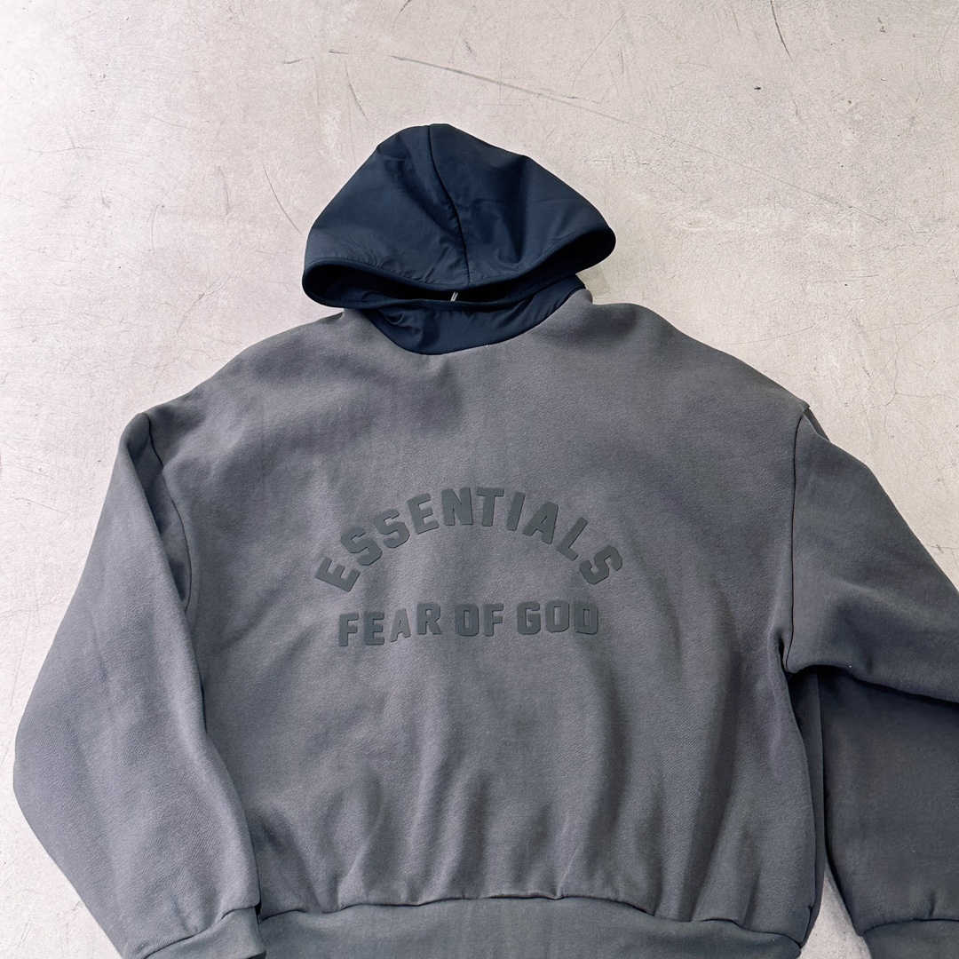 ESSENTIALS Nylon Fleece Hoodie/Dark Heather (202SP244313F）