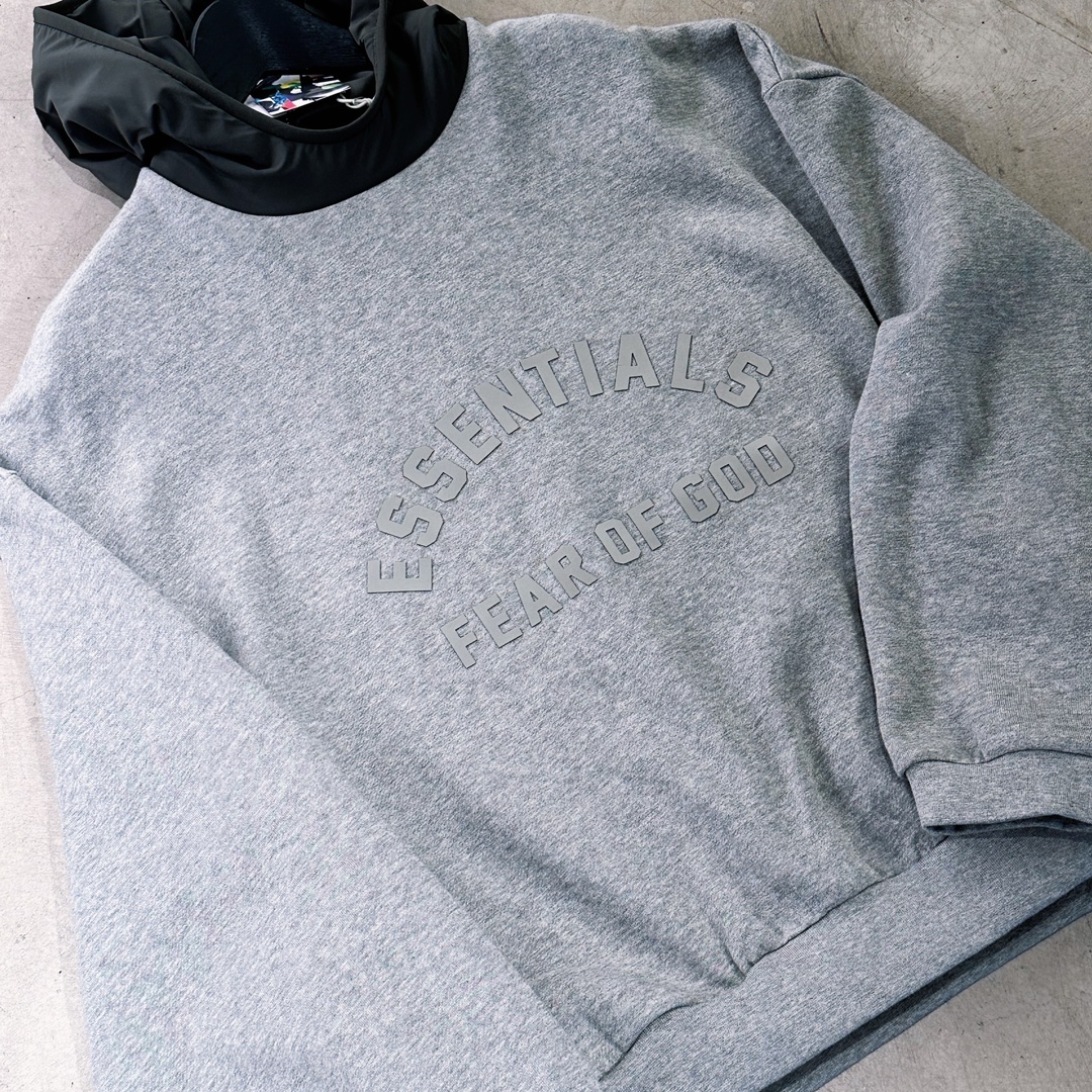 ESSENTIALS Nylon Fleece Hoodie/Dark Heather (202SP244313F）