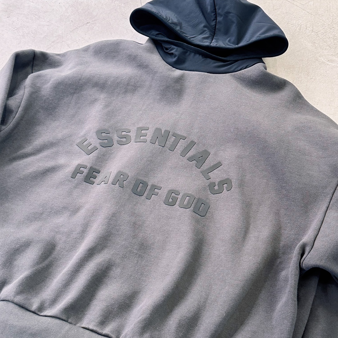 ESSENTIALS Nylon Fleece Hoodie/Dark Heather (202SP244313F）
