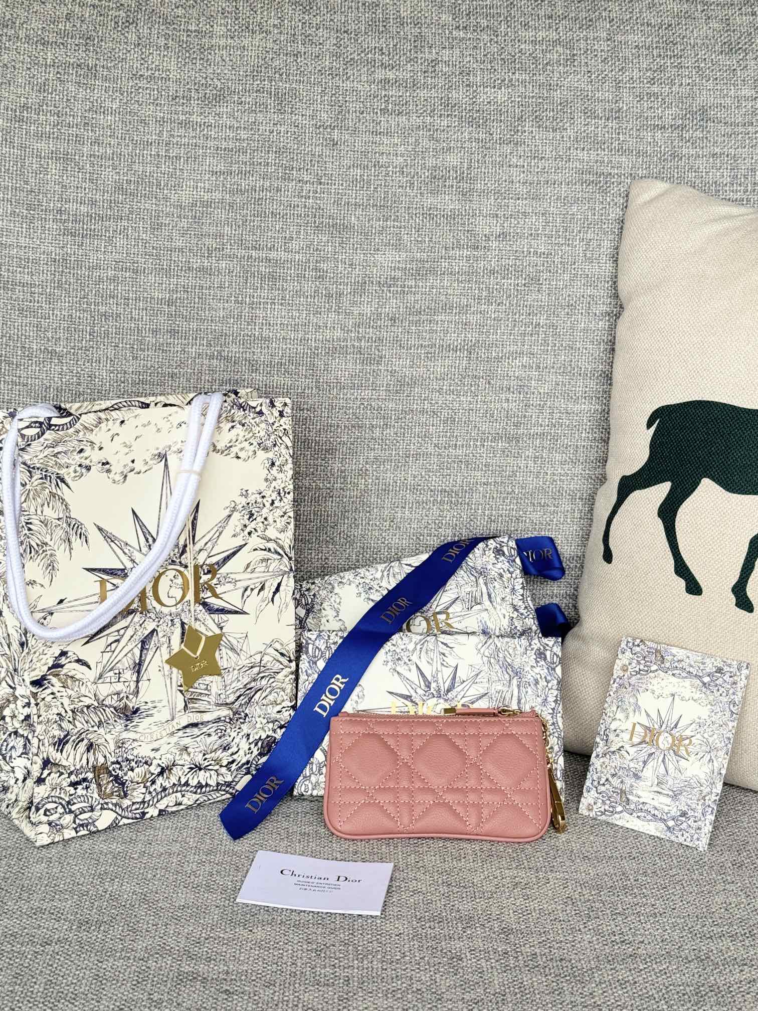 Dior Cannage Key Ring Coin Case Black（S5158UWHC-M900）