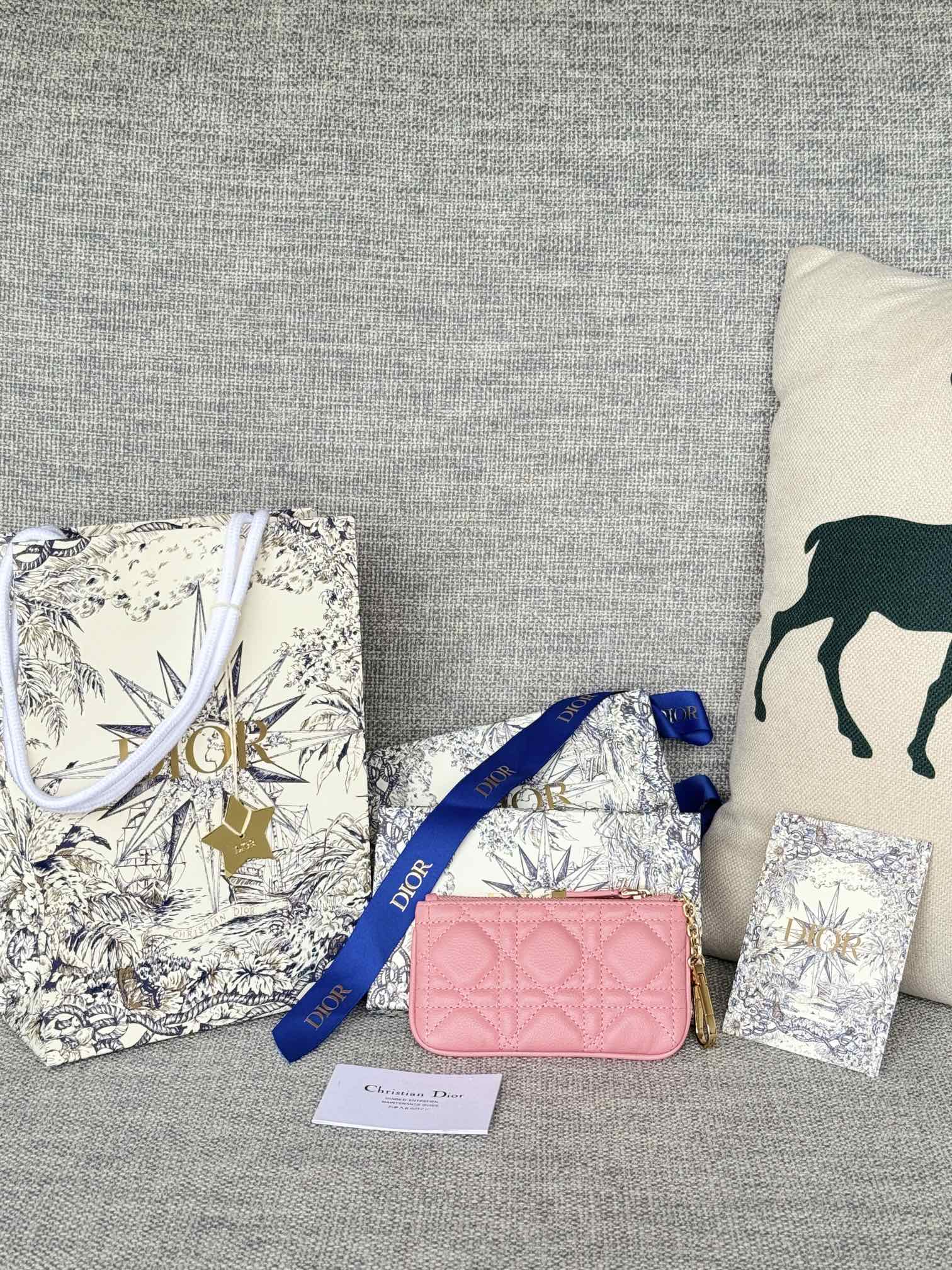 Dior Cannage Key Ring Coin Case Black（S5158UWHC-M900）