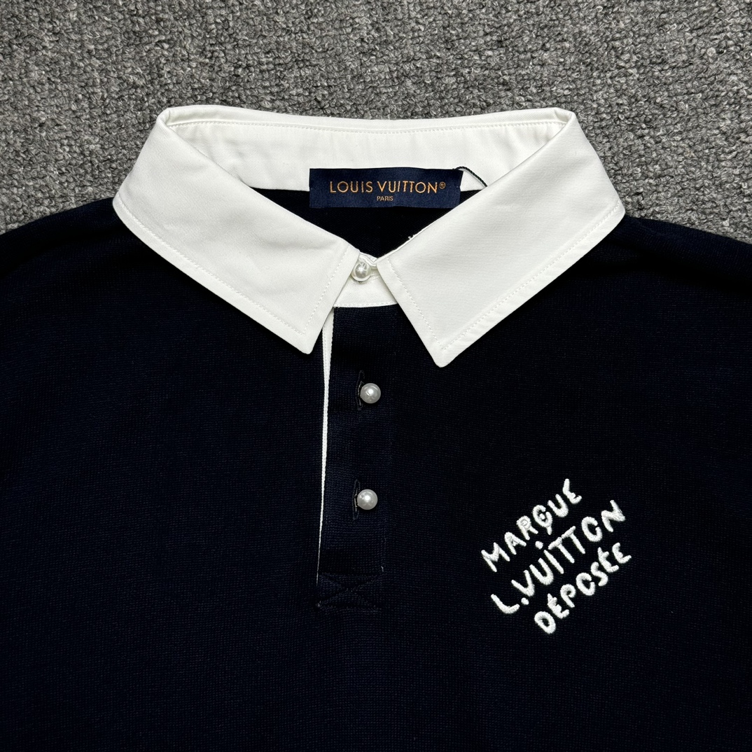 Louis Vuitton Embroidered Short-Sleeved Cotton Blend Polo Shirt（1AFQQJ）