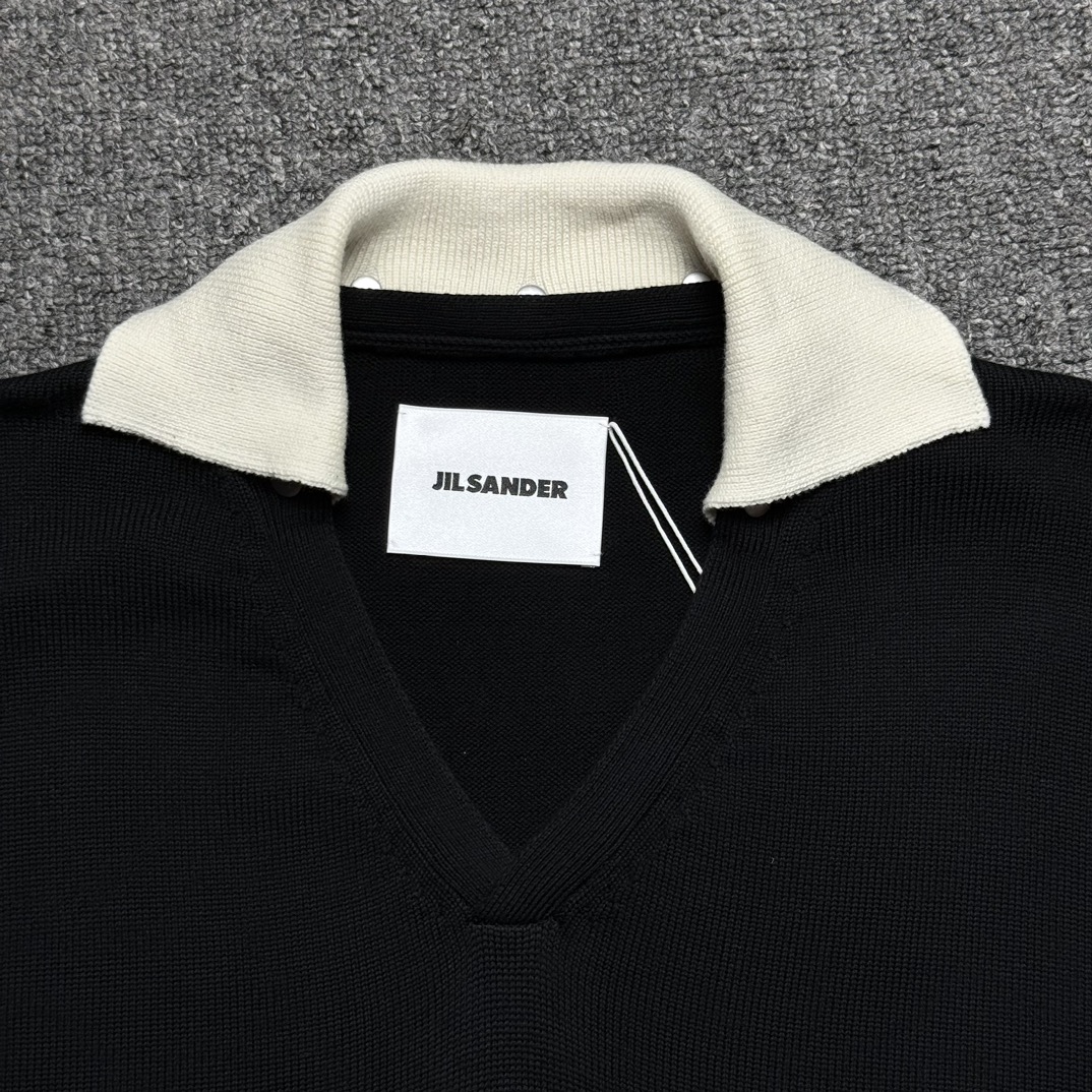 JIL Sander SS24 Detachable Collar Knitted T-shirt（J21GL0105J15428-001）