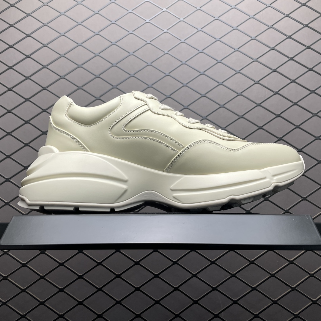 Gucci Ivory Leather Women's Rhyton Sneakers（800243 2SH00 9522）