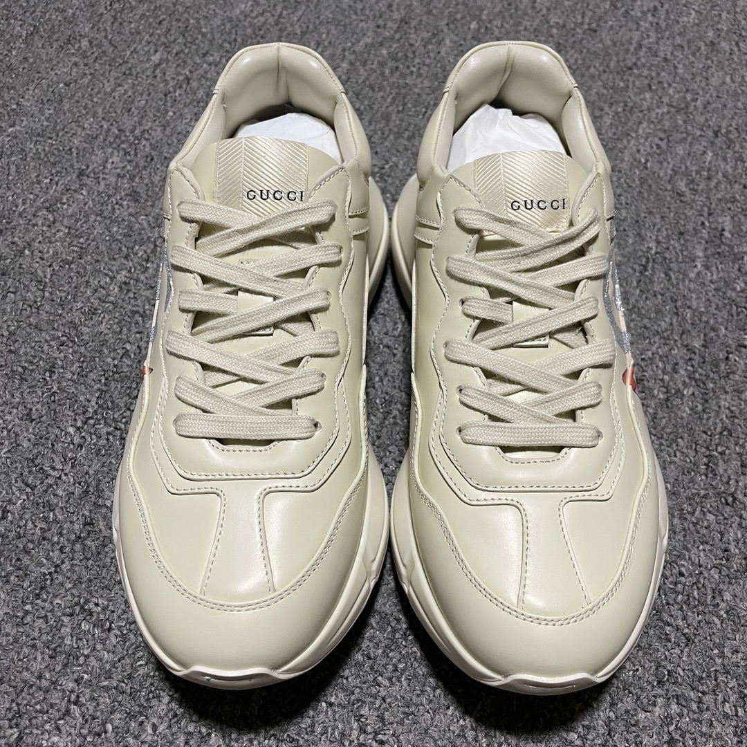 Gucci Ivory Leather Women's Rhyton Sneakers（800243 2SH00 9522）