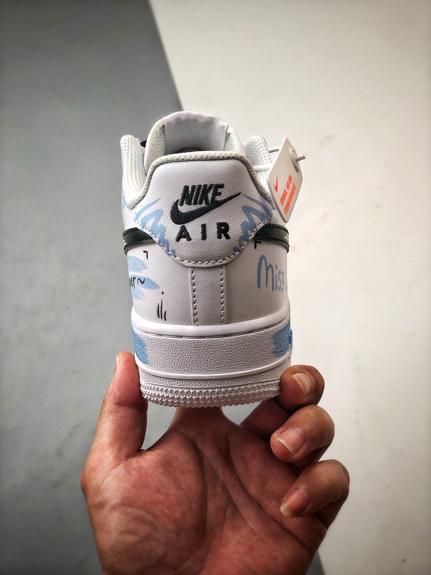 NIKE Air Force 1 '07 Low Tanabata Limited Edition Black, White, Blue Spray Paint（CW2288-111）