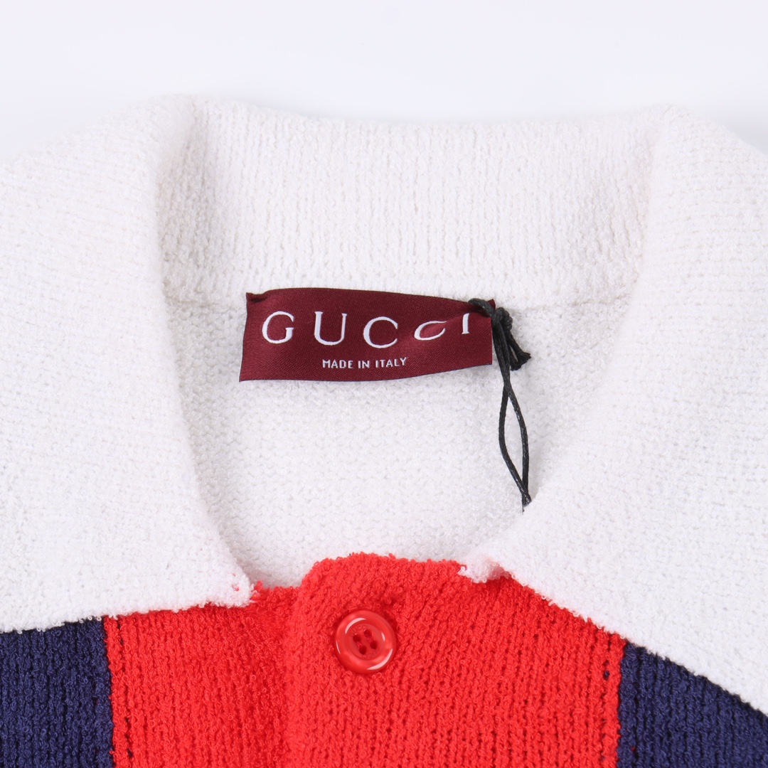 GUCCI《コットンブレンド テリー ニット ポロシャツ》white（784652-XKD10-9098）