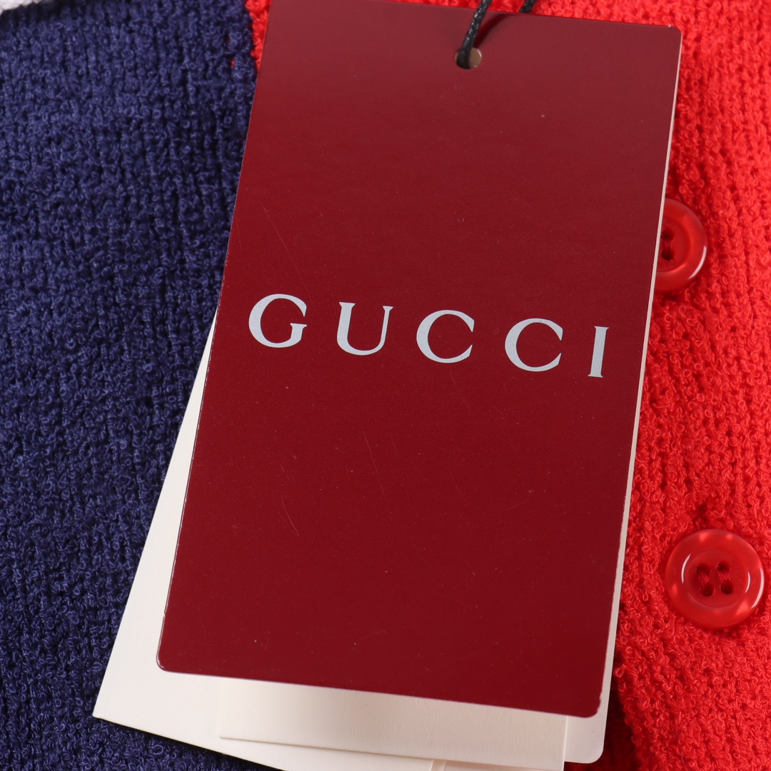 GUCCI《コットンブレンド テリー ニット ポロシャツ》white（784652-XKD10-9098）