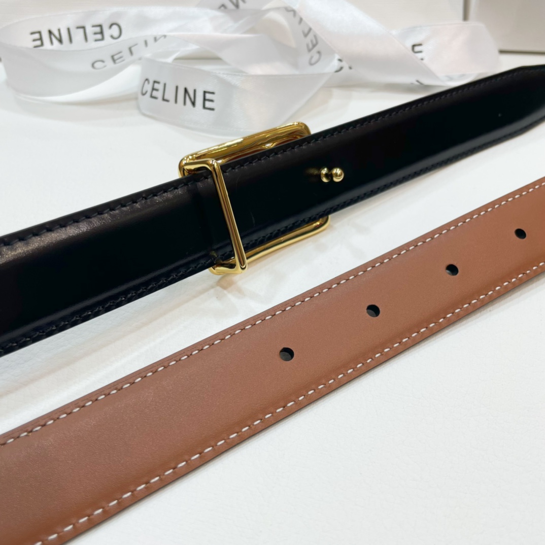 Celine Leather Belts Women's Black/White（45BIZ3APD38TW）