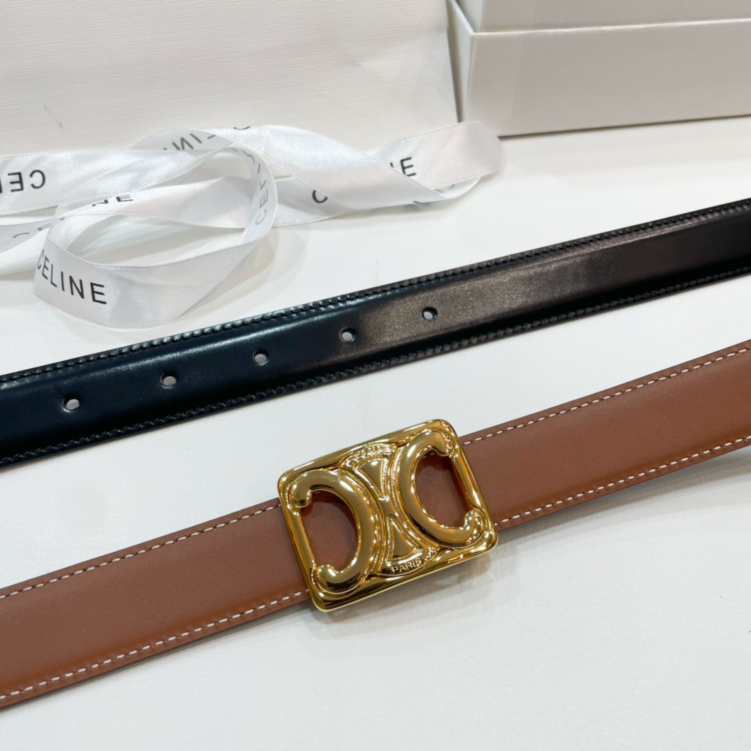 Celine Leather Belts Women's Black/White（45BIZ3APD38TW）